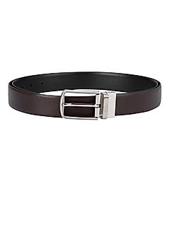 Brown and Black Textured Reversible Belt